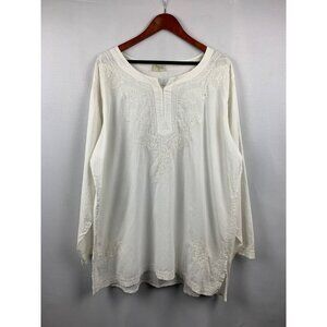 Women’s NWT Advance White Embroidered Cotton Shirt Size 2X